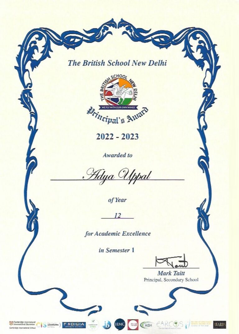 IB, Grade 12-Principal_s Award 2022-23