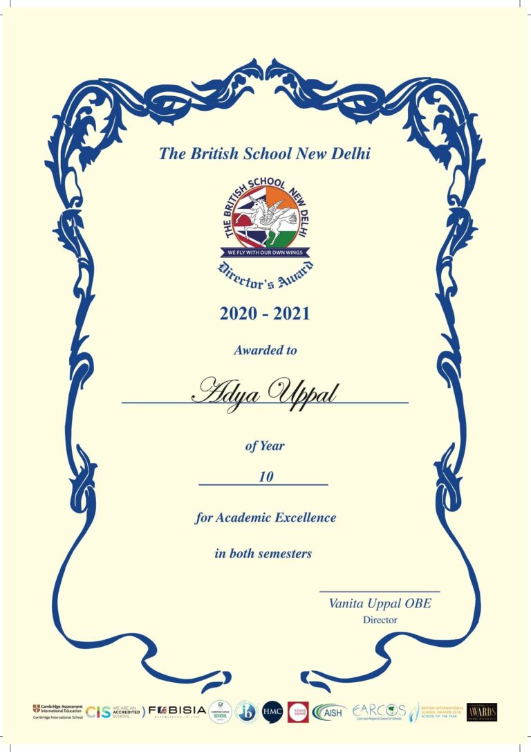 IGCSE, Grade 10-Director Award Certificate(11) 2