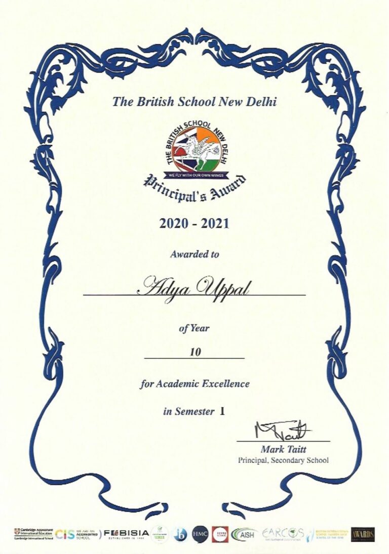 IGCSE, Grade 10-Principal Award